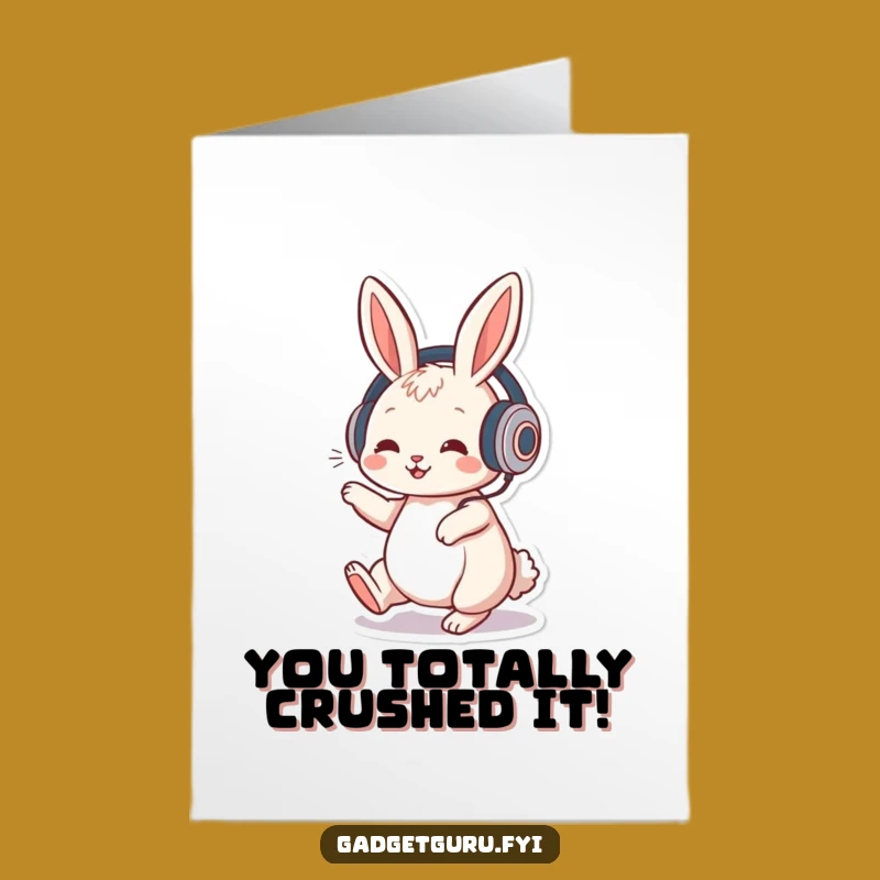 Free Printable Rabbit DJ Congrats Card - Funny Downloadable DIY Gift for Celebrating Success