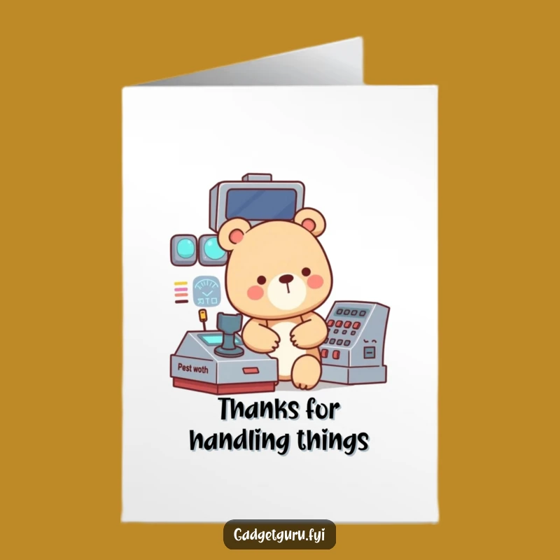 Free Printable Bear Tech Thank You Card - Humorous Downloadable Gift for Helpers