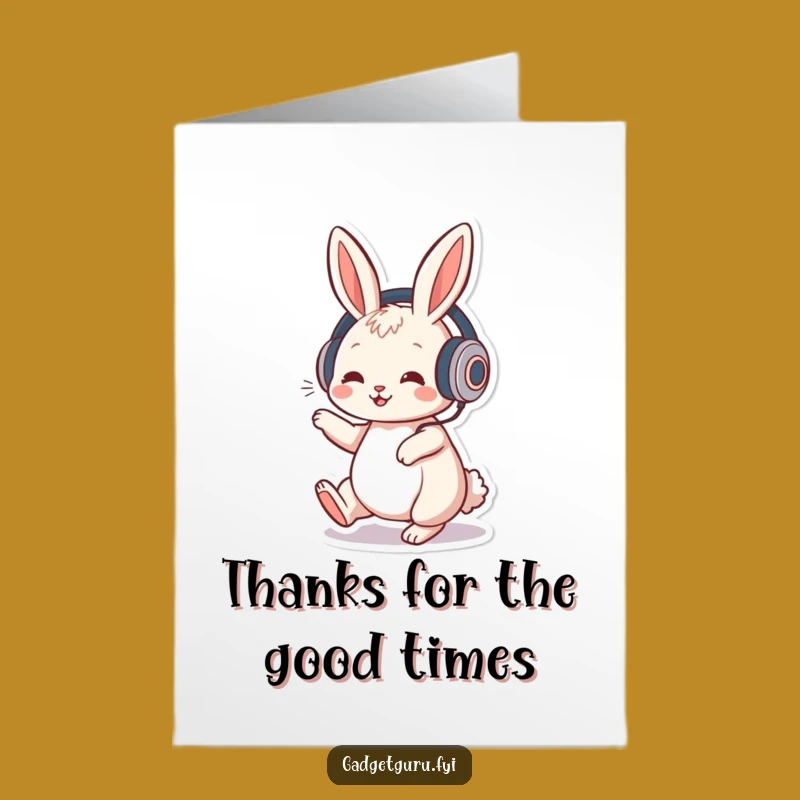Free Printable Rabbit DJ Thank You Card - Funny Downloadable DIY Gift for Showing Appreciation