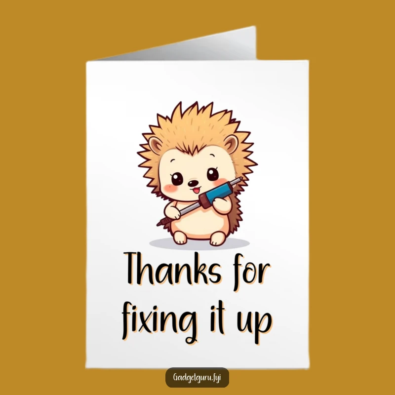 Free Printable Thank You Card: Funny Hedgehog Crafter, DIY Downloadable Gift!