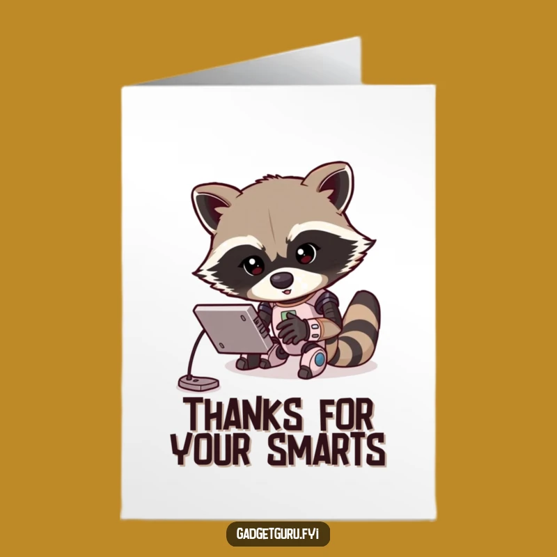 Free Printable Thank You Card: Funny Raccoon Robot Downloadable for Gratitude