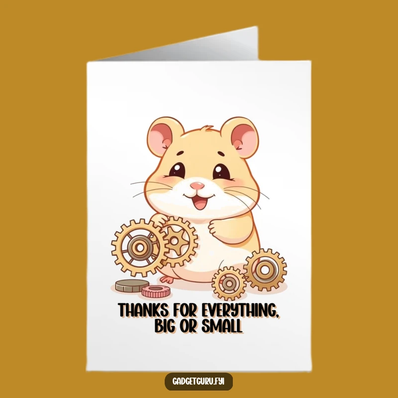 Free Printable Thank You Card: Hamster Tinkering Funny Downloadable Gift