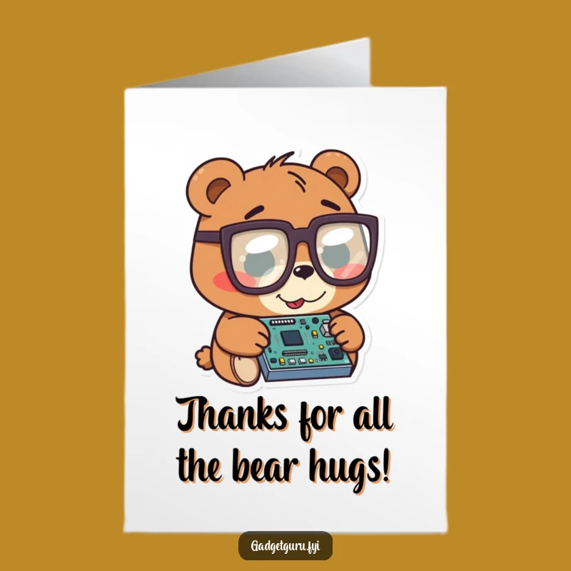 Smart Free Printable Thank You Card: Bear Tech Whiz - Downloadable!