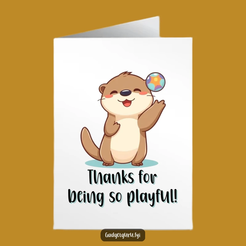 Free Printable Thank You Card: Playful Otter's Digital Orb Toss, Nice Downloadable Gift