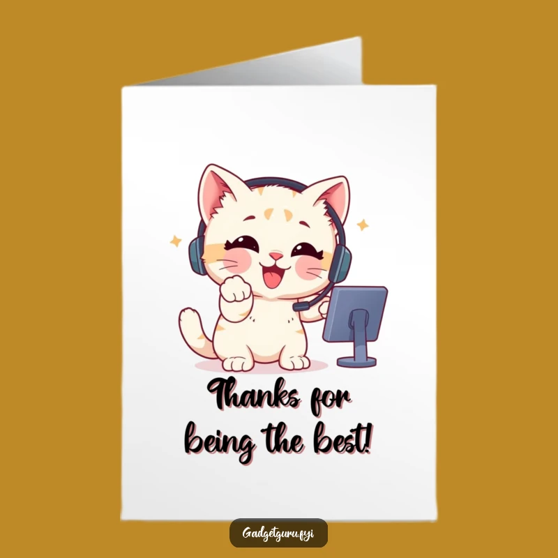 Free Printable Thank You Card: Kitten Tech Helper - Express Gratitude with Downloadable Humor