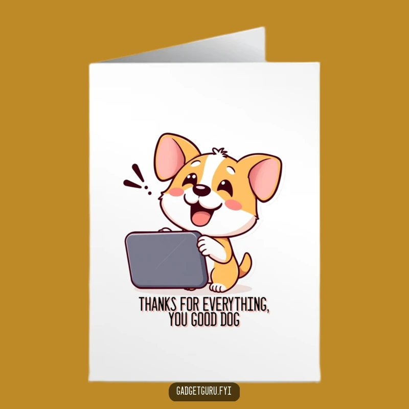 Free Printable Funny Dog Gadget Thank You Card - Downloadable Humorous Gift