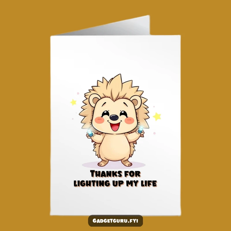 Free Printable Juggling Hedgehog Thank You Card - Funny Downloadable DIY Gift for Appreciation