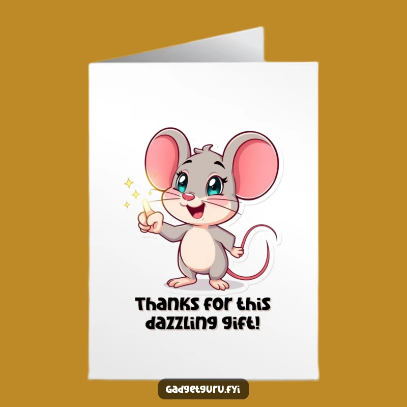 Free Printable Thank You Card: Mouse Points at Hologram - Funny Downloadable Gift!