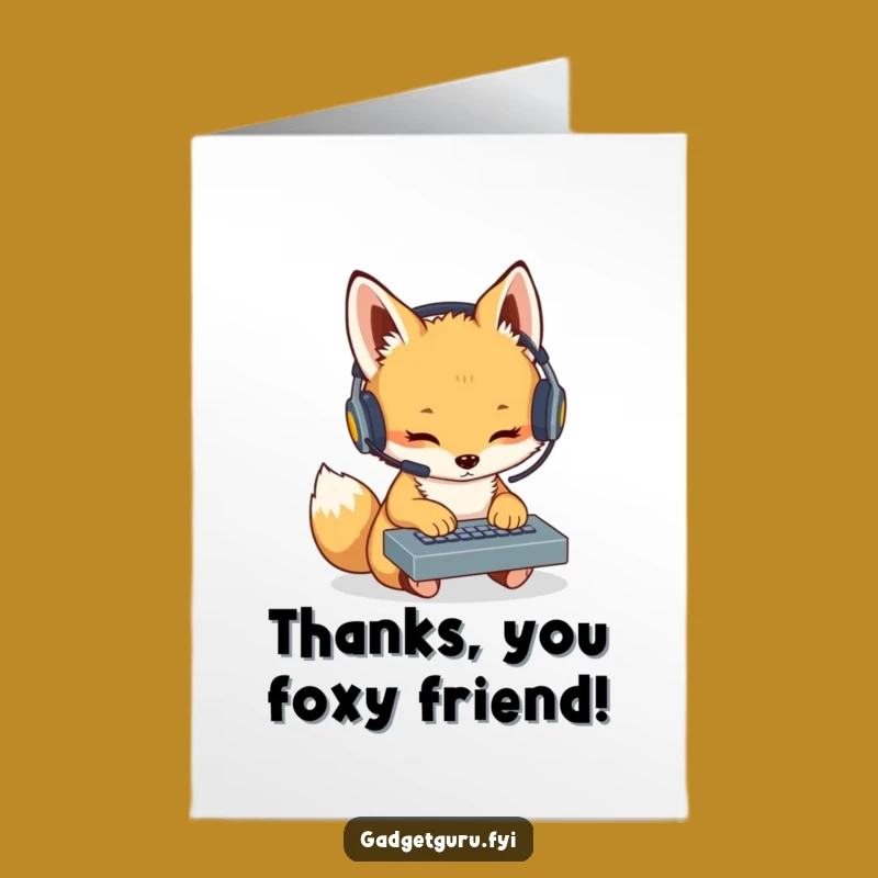 Free Printable Thank You Card: Fox Cub Coder - Gratitude Downloadable