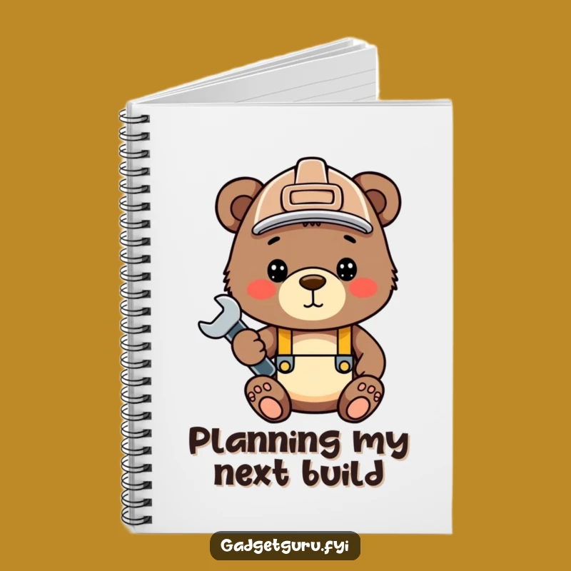 Funny Bear Cub Project Notebook - Cute Builder's Log - Hilarious Stationery Gift
