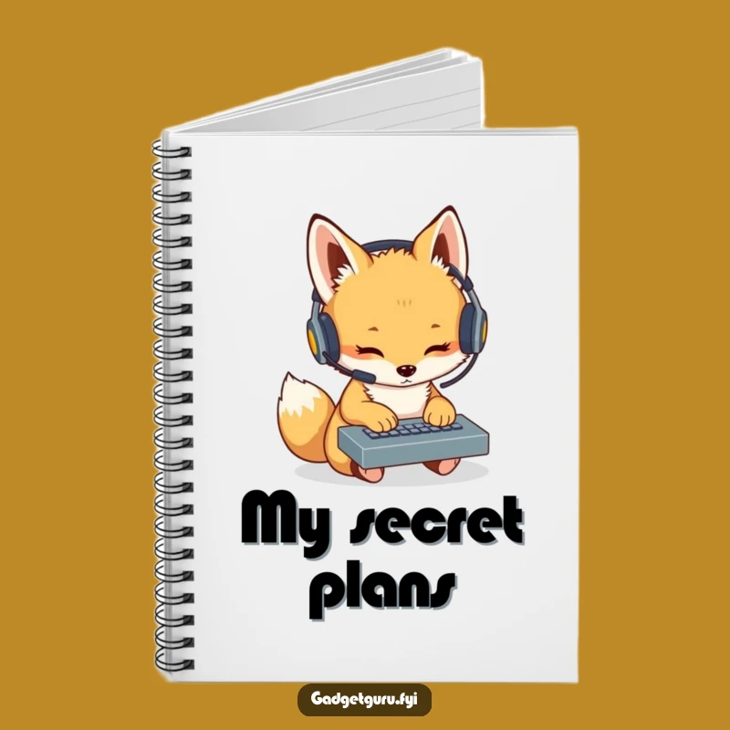 Funny Fox Cub Coder Notebook: Headset Keyboard Journal