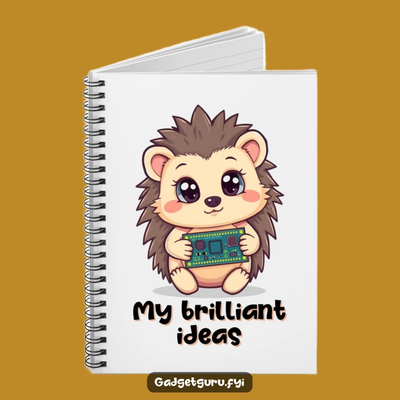 Funny Hedgehog Circuit Board Notebook, Curious Journal, Techie Humorous Gift