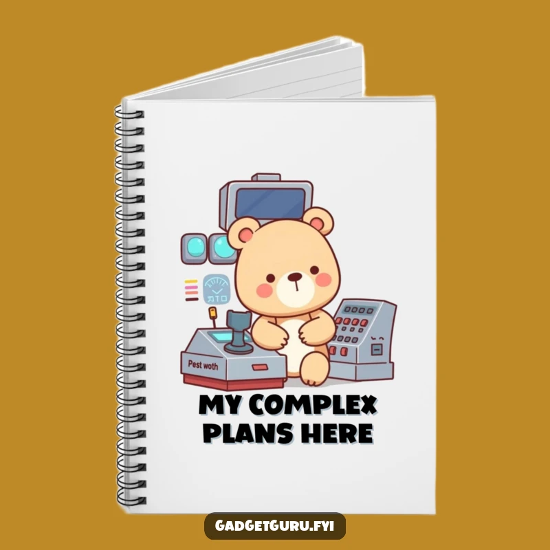 Funny Bear Tech Notebook: Focused Bear Operates Panel, Ideal Funny Gift!