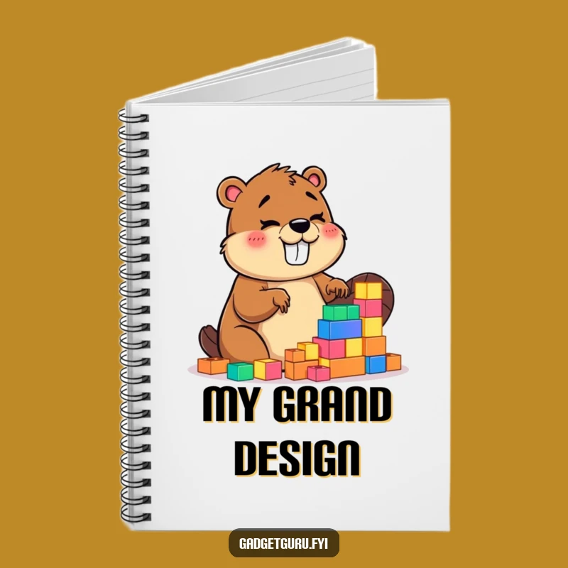 Funny Beaver Notebook: Giggling Character's Building Ideas With Glowing Blocks