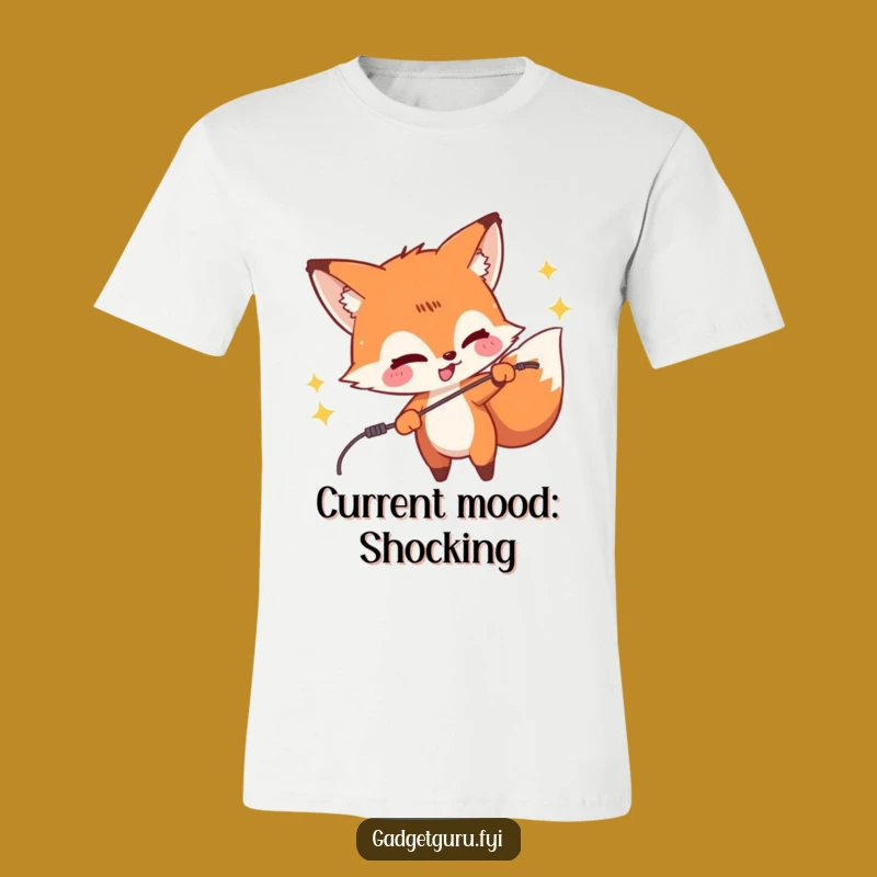 Funny Fox Zapping Wire T-Shirt - Hilarious Prankster Design
