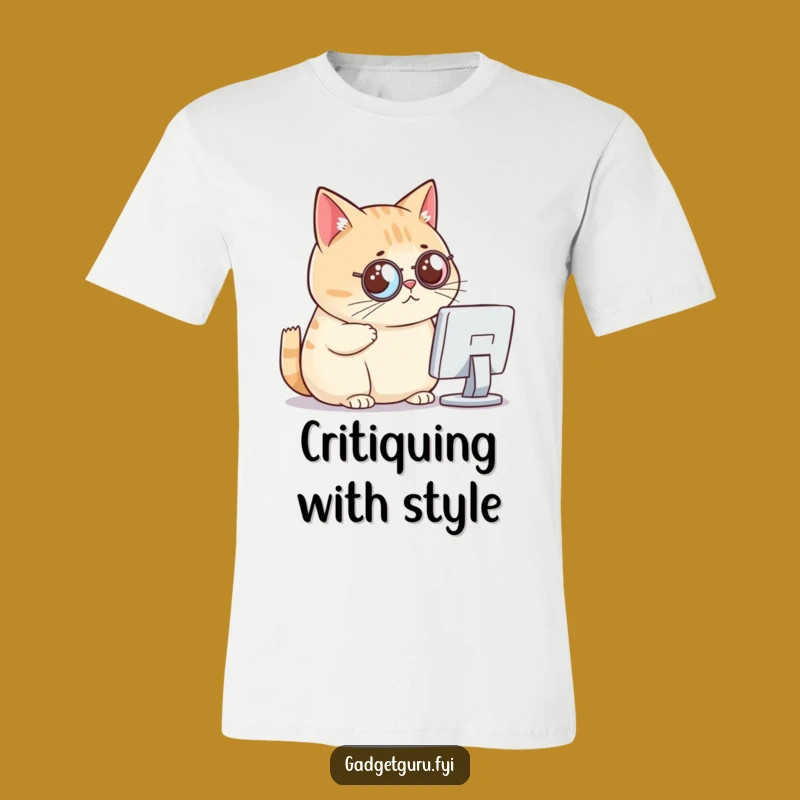 Funny Cat Tech Shirt - Critical Monocle Cat - Hilarious Programmer Tee