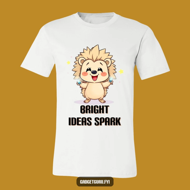 Funny Hedgehog Juggling T-Shirt: Happy Character With Flashing Lights