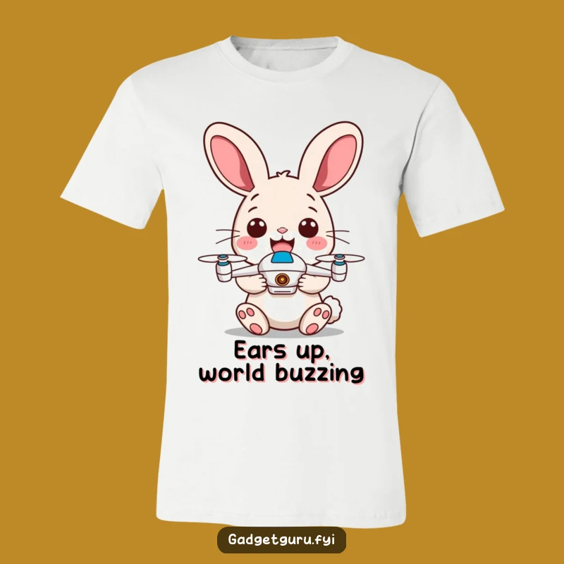 Funny Rabbit Drone Pilot T-Shirt - Energetic Ears, Tech Humor Tee Gift!