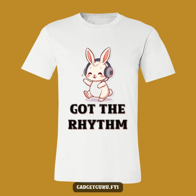 Funny Rabbit Music T-Shirt: Playful Character Grooving With Headphones