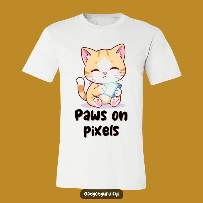 Funny Cat Screen Paw T-Shirt - Curious Kitty, Tech Fun Tee Gift!