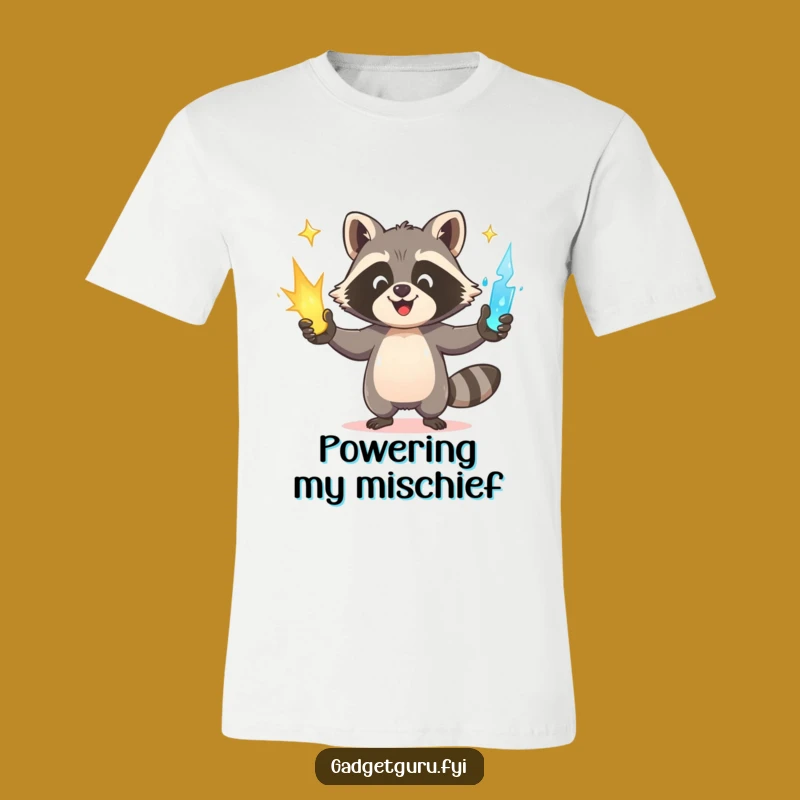 Funny Raccoon Juggling T-Shirt: Happy Power Source Tee for Fun Lovers