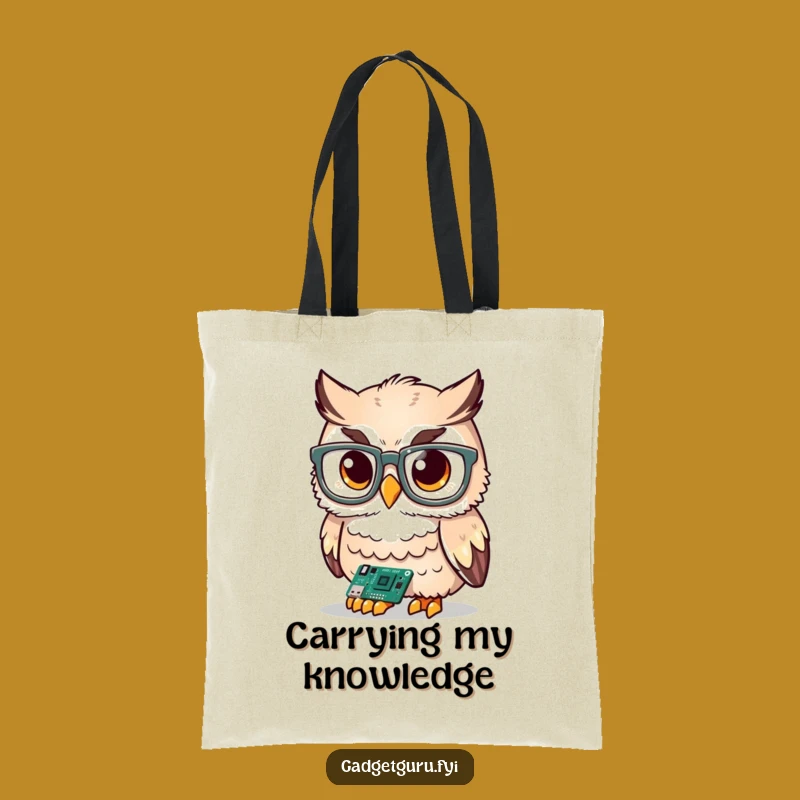 Funny Smart Owl Tote: Techy Glasses Character Bag, Perfect Gift!