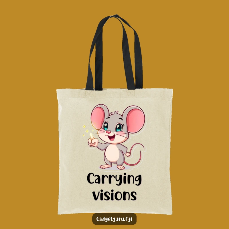 Funny Mouse Hologram Tote Bag, Excited Accessory, Practical Futuristic Gift