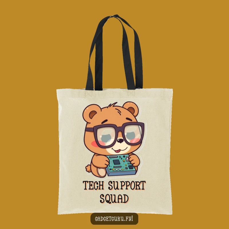 Funny Bear Tech Tote Bag: Hilarious Carry-All for Gadget Lovers