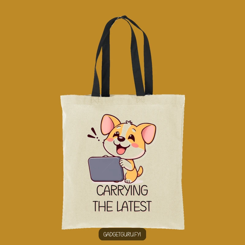 Funny Dog Tote Bag: Cheerful Pup Tech Demo Carry-All for Dog Lovers