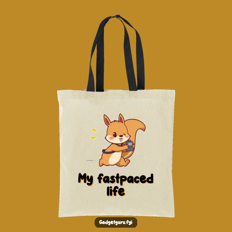 Funny Squirrel Gadget Tote Bag: Carry Your Tech & Your Speed