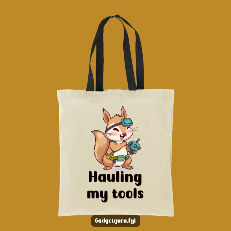 Funny Squirrel Mechanic Tote Bag: Robot Tinkerer Accessory