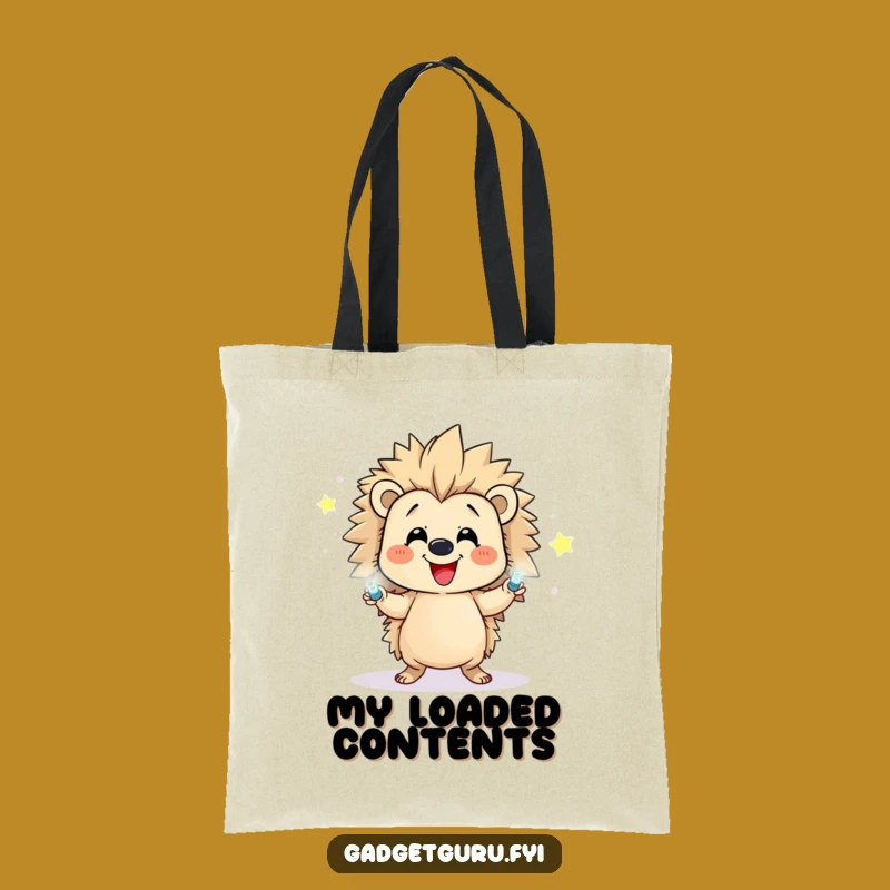 Funny Hedgehog Juggling Tote Bag: Happy Character's LED Sparkle