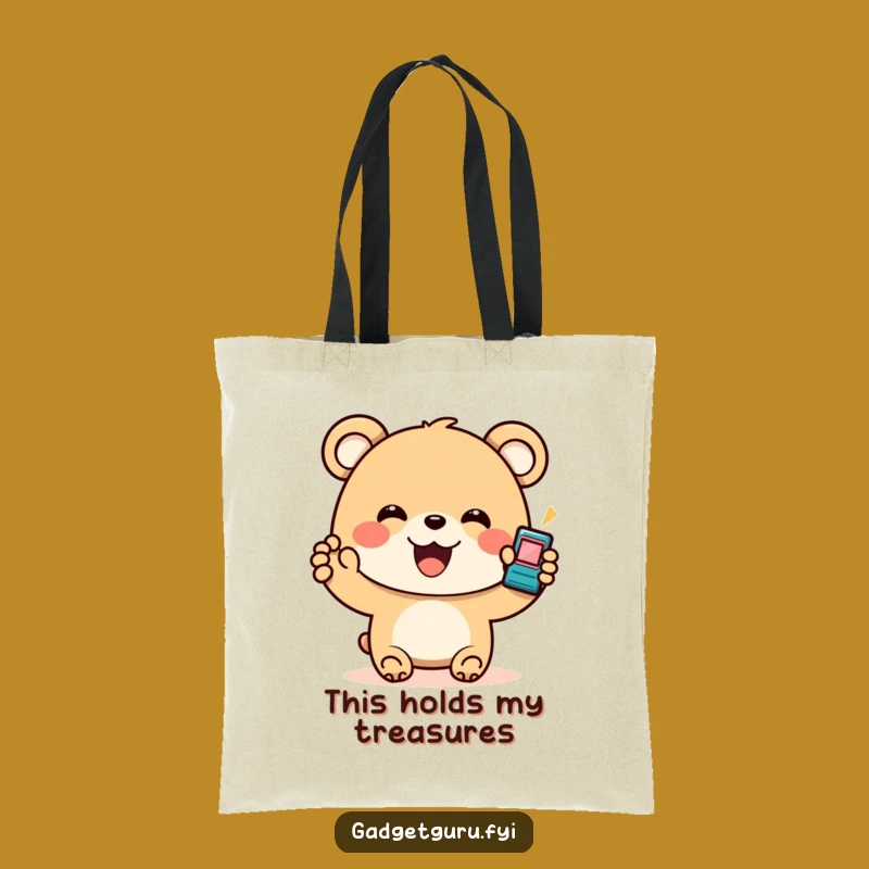 Funny Bear Gadget Tote Bag: Carry Your Tech Finds with Joyful Flair